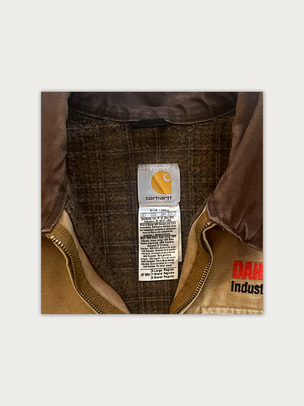 Vintage Carhartt J07 BRN Blanket-Lined Detroit Jacket