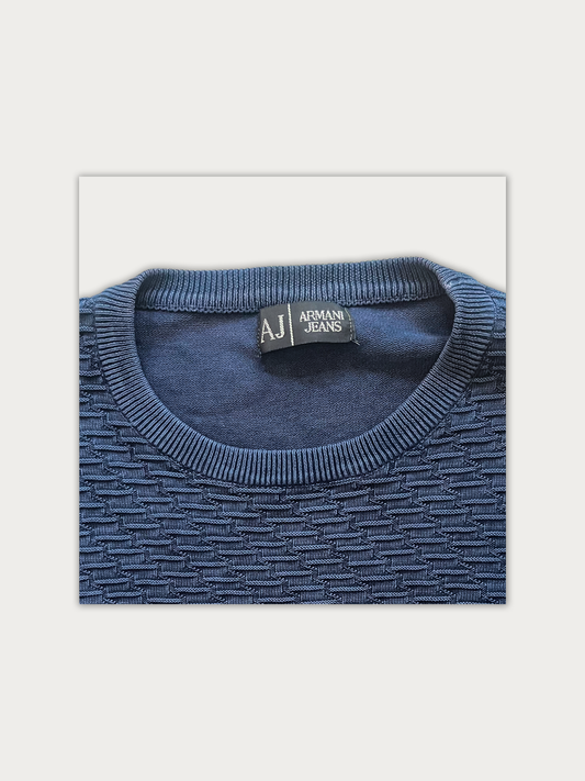 Armani Jeans Textured Navy Knit Sweater