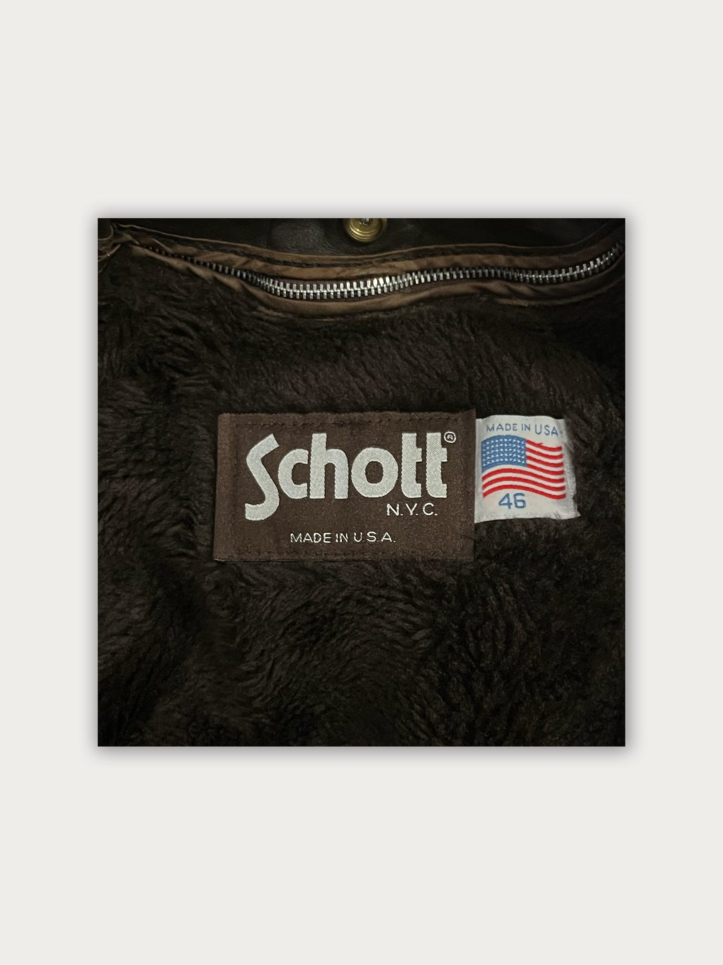 Vintage Schott Brown Thick Leather Jacket With Warm Lining