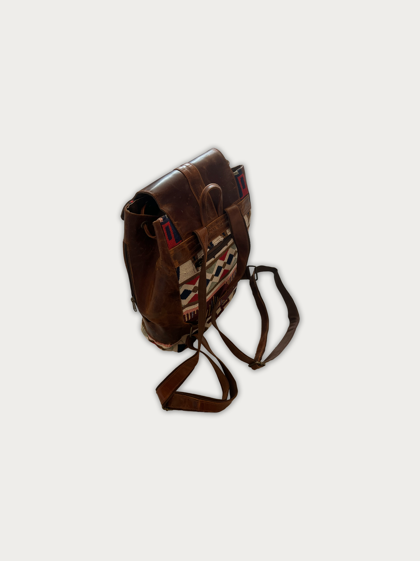 Vintage Aztec Leather Backpack