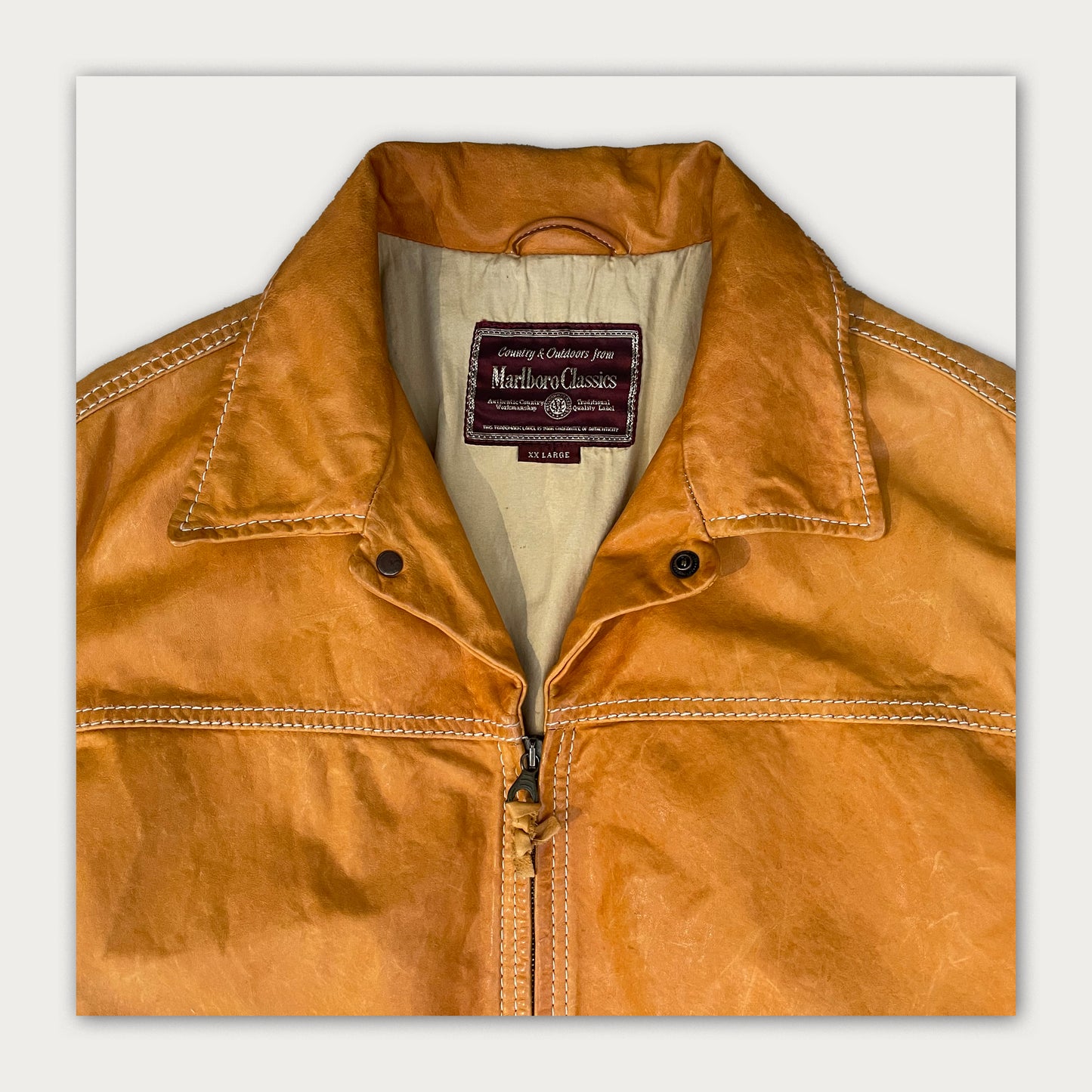 90s Marlboro Classics Mustard Leather Jacket