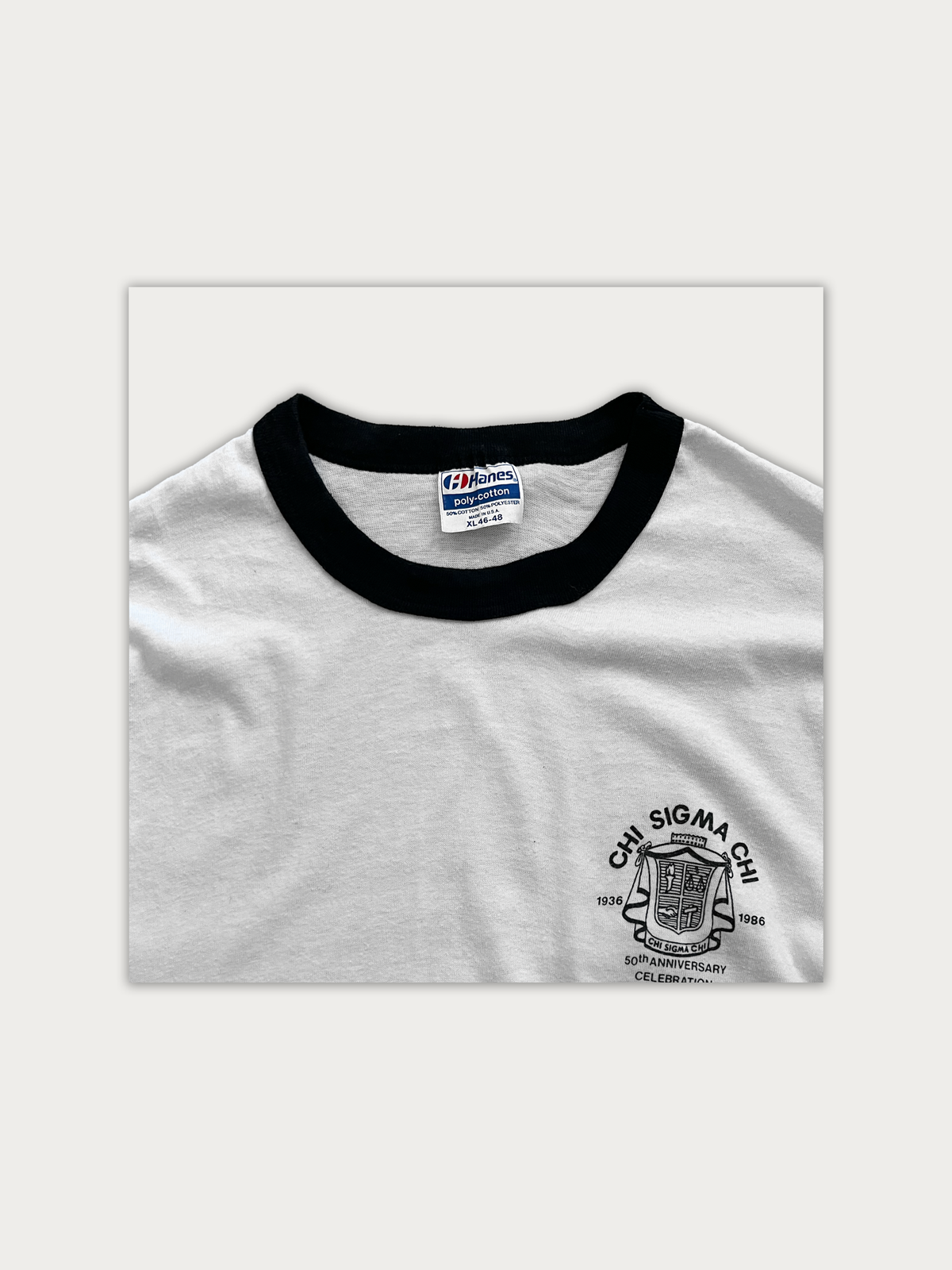 Vintage 1986 Chi Sigma Chi 50th Anniversary Ringer Tee