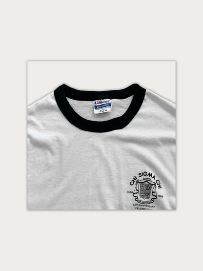 Vintage 1986 Chi Sigma Chi 50th Anniversary Ringer Tee