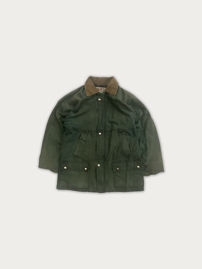 90 Vintage Hunter by Hardy's of Derby England Plaid-Lined Waxed Field Jacket