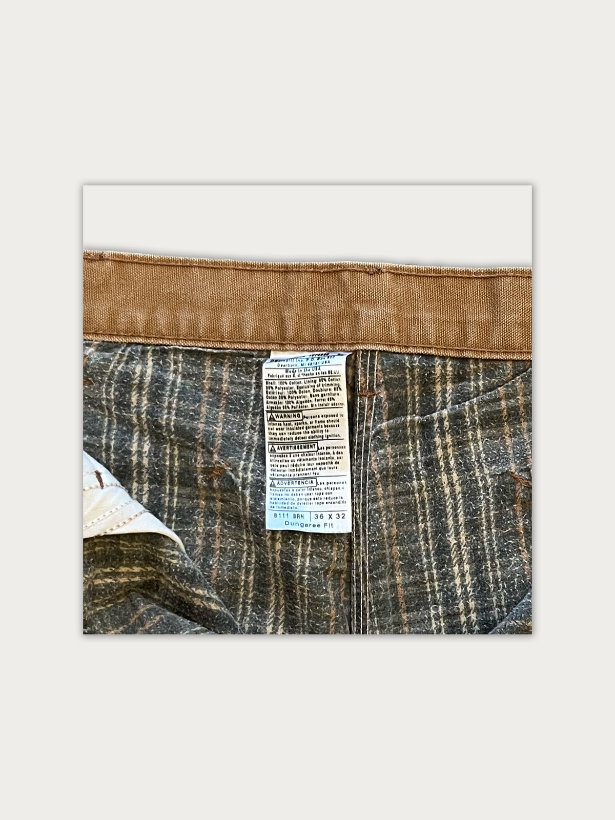 Vintage Carhartt Flannel-Lined Dungaree Work Pants, detail 3