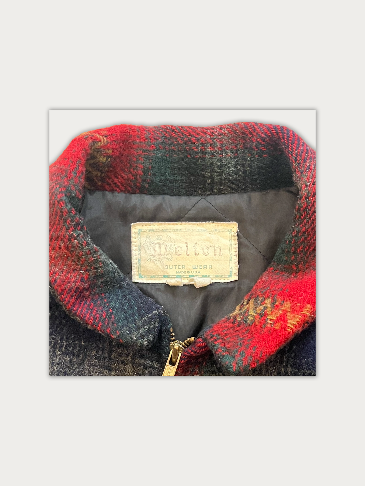Vintage Melton Outer-Wear Zip-Up Wool Plaid Hunting Jacket