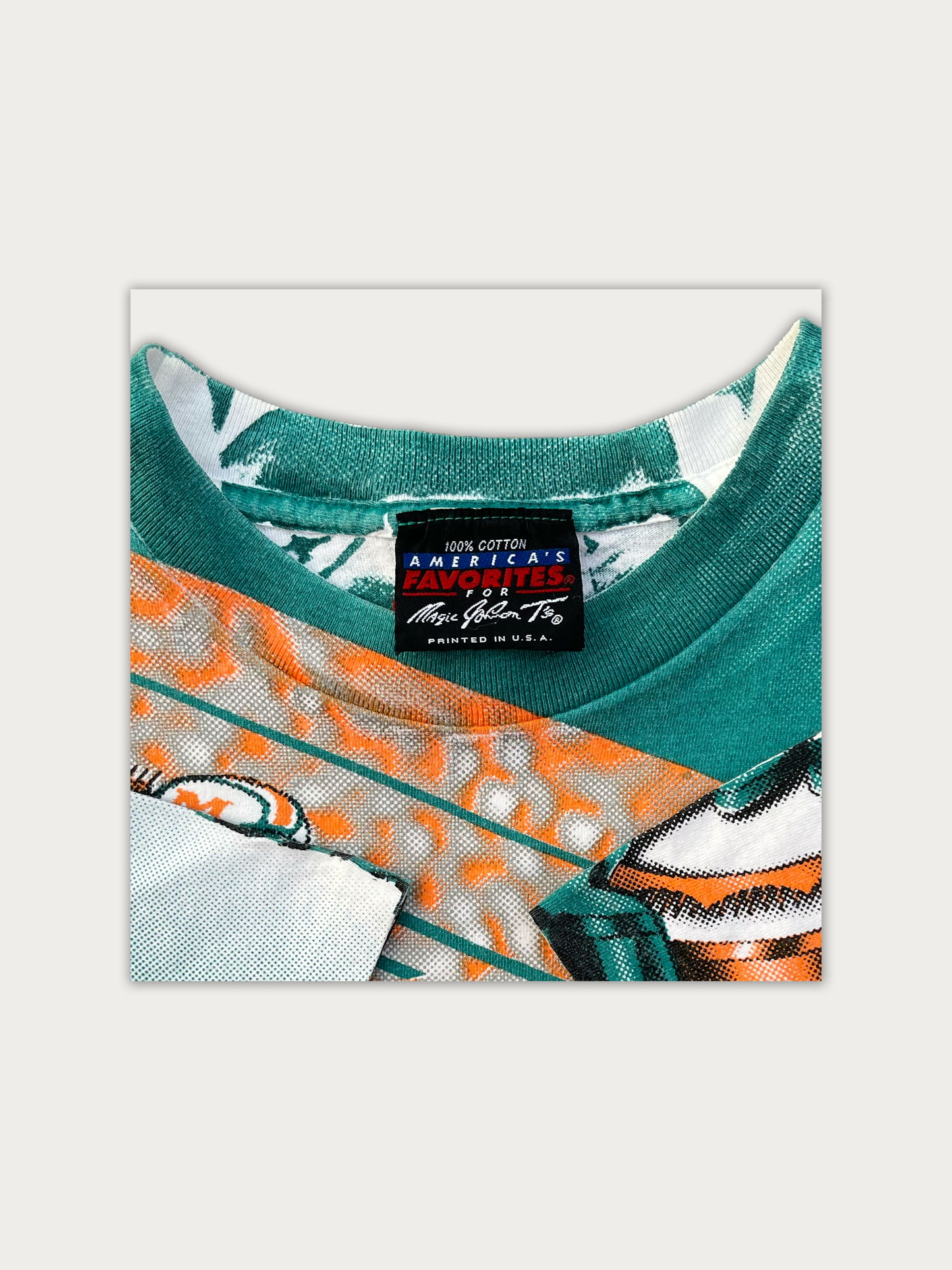 RARE 1995 Single Stitched Magic Johnson X Miami Dolphins Tee