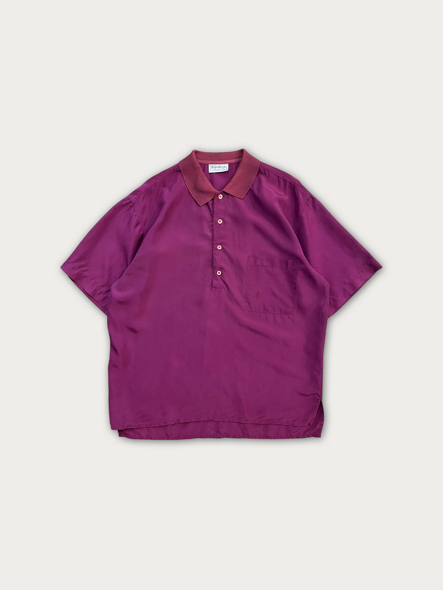 Yves Saint Laurent 100% Silk Polo Shirt