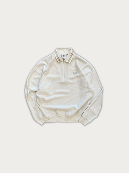 Adidas Striped-Collar Terry Quarter-Zip