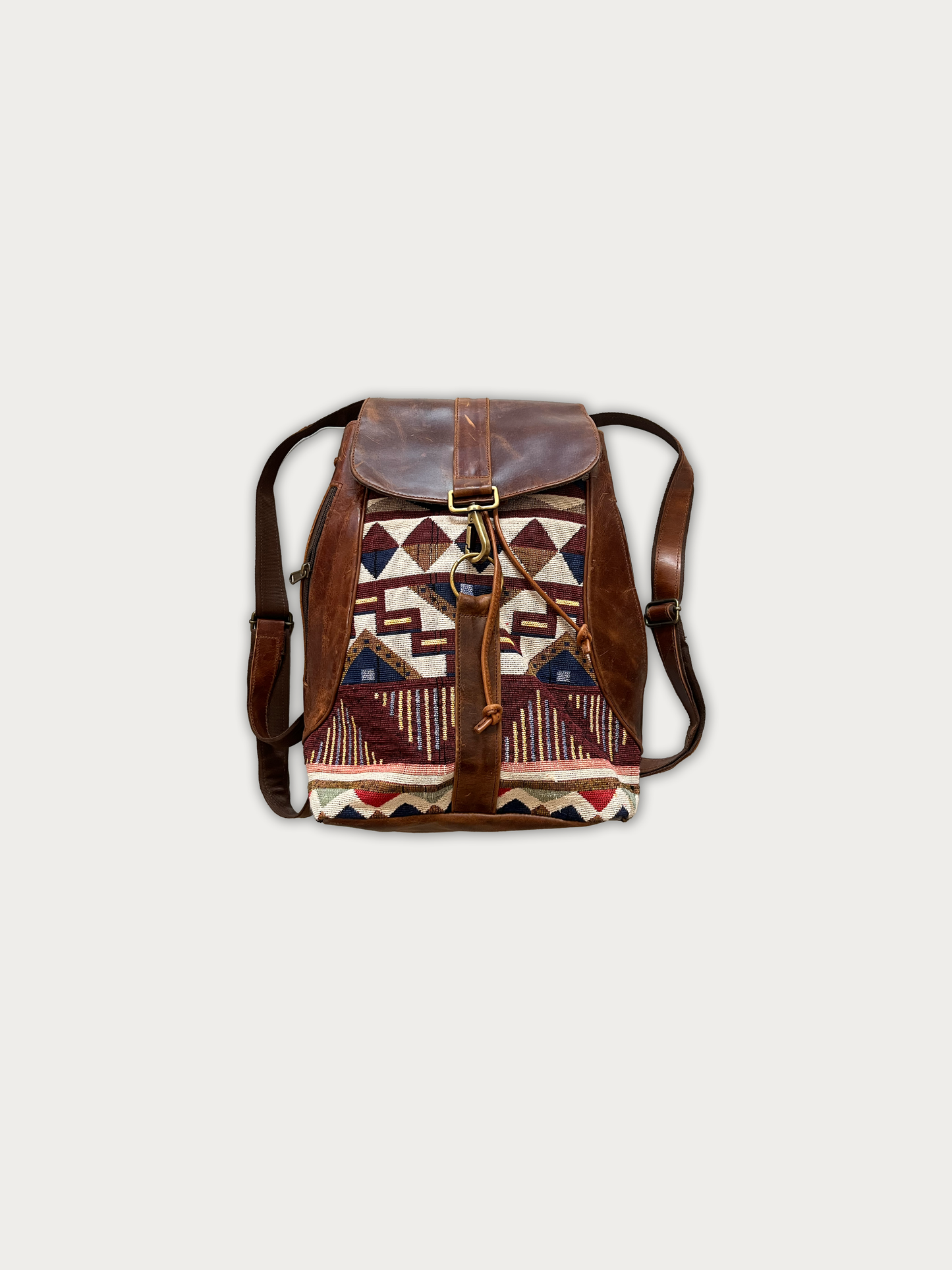 Vintage Aztec Leather Backpack