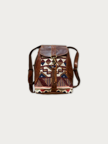 Vintage Aztec Leather Backpack