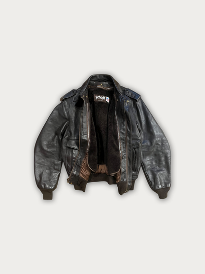 Vintage Schott Brown Thick Leather Jacket With Warm Lining