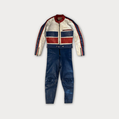 80s Vintage Leather Biker Jacket+Pants