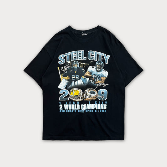 2009 Steel City Pittsburgh Hockey Football Champ Tee