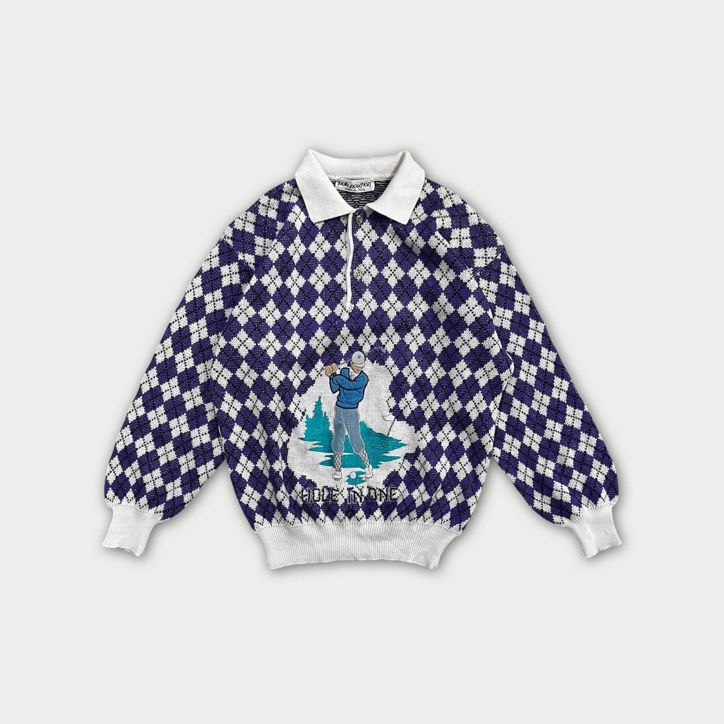 90s Golf Embroidered Wool Sweater