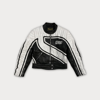 Vtg 80s Sweedish Leather Biker Jacket