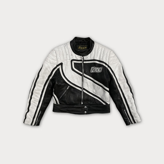 Vtg 80s Sweedish Leather Biker Jacket