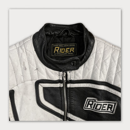 Vtg 80s Sweedish Leather Biker Jacket