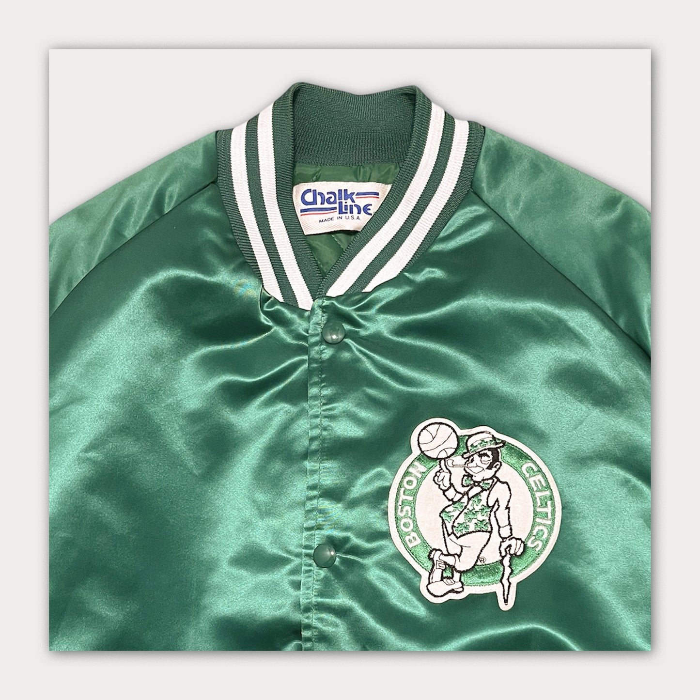 90s White Chalk Celtics Jacket (Scratch on the front)