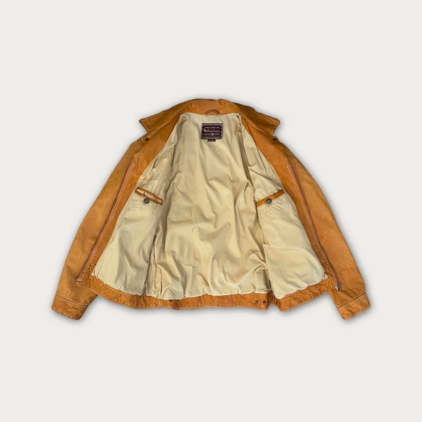 90s Marlboro Classics Mustard Leather Jacket