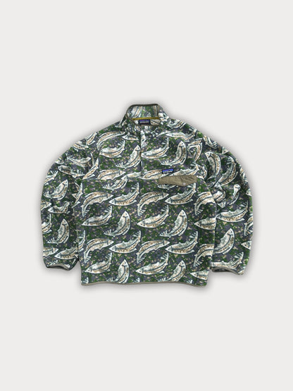 RARE Patagonia "Leaping Oasis" Trout Synchilla Snap-T