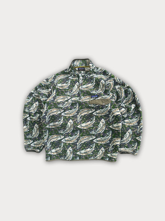 RARE Patagonia "Leaping Oasis" Trout Synchilla Snap-T