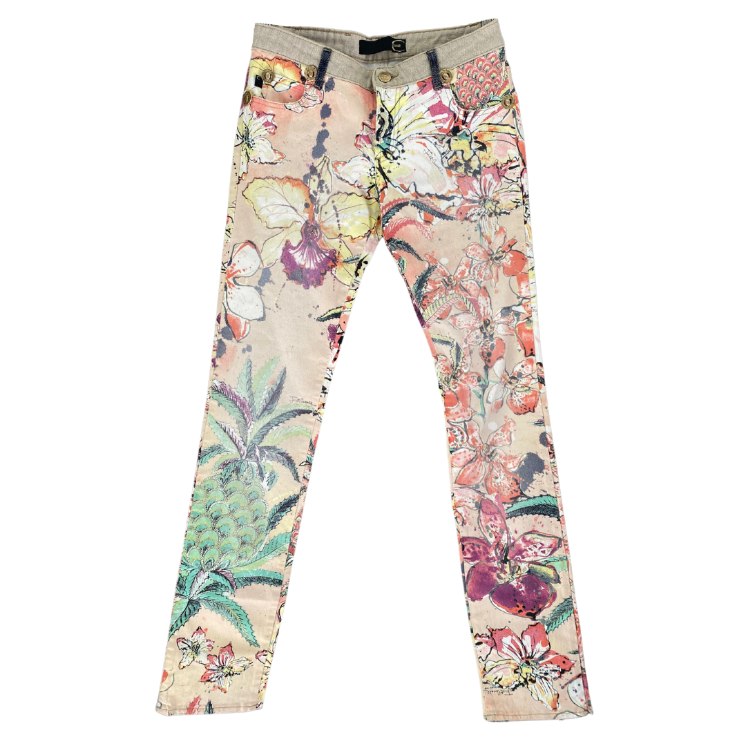 00's Just Cavalli Flower Patterned Jeans
